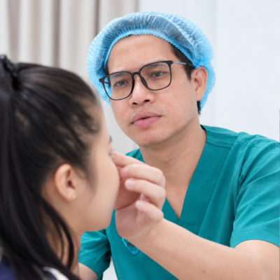 Bác sĩ Kỳ Y Dược thăm khám và tư vấn dáng mũi cho khách hàng